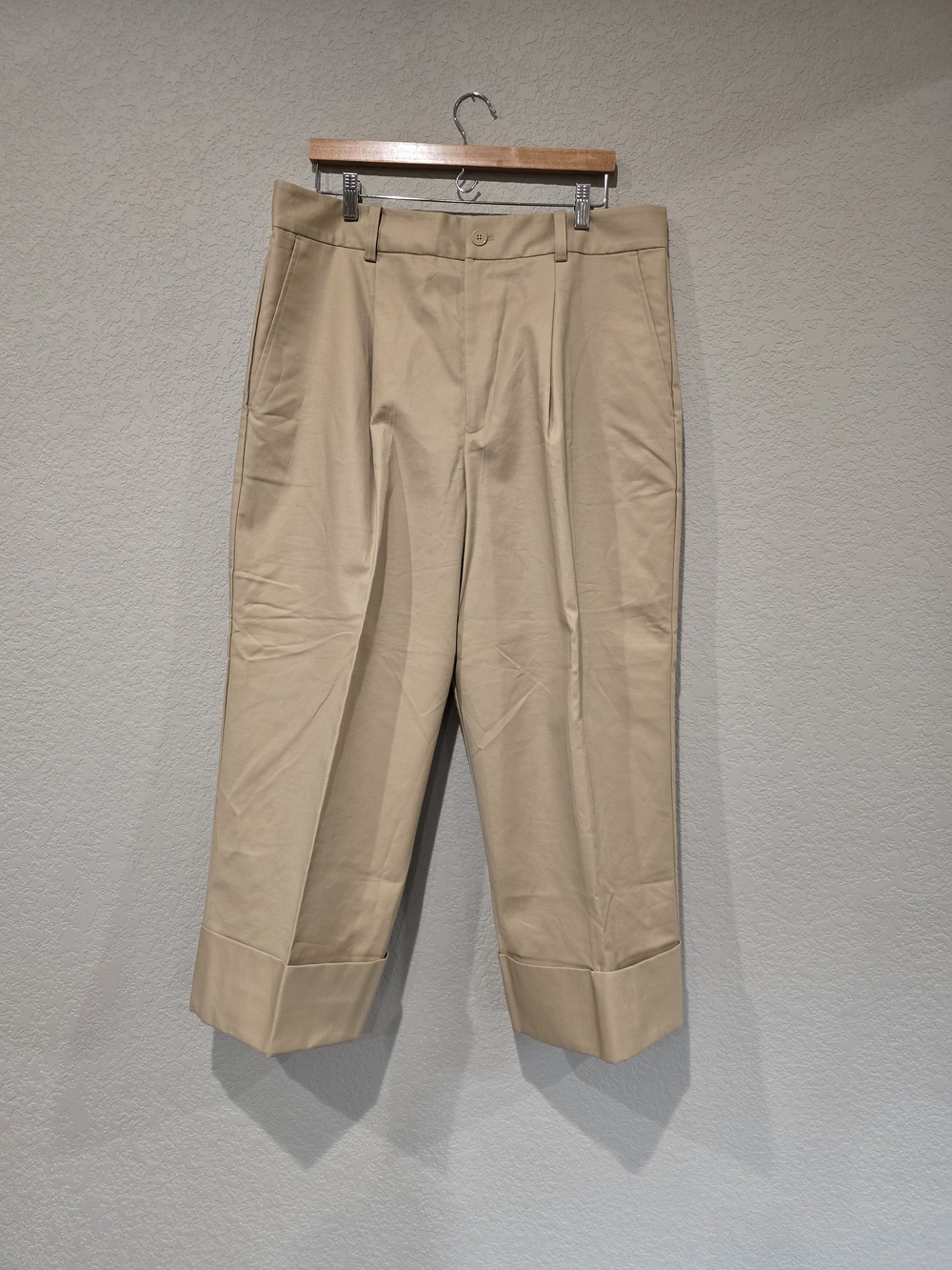 Ralph Lauren Beige Cuffed Wide Leg Chino Pants